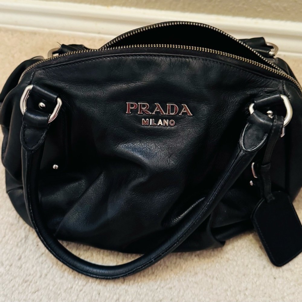 Prada Black Leather Shoulder Bag